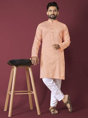 Orange solid soft jacquard silk straight kurta 1