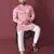Pink solid soft jacquard silk straight kurta