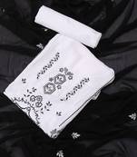 White and black embroidered floral  georgette unstitched dress material