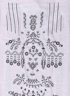 White and black embroidered floral  georgette unstitched dress material 2