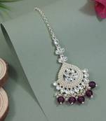 traditional kundan & pearl head piece designer jewelry hair accessory maang tikka for women 