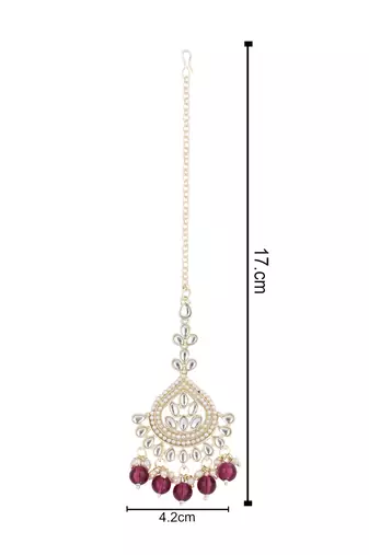 traditional kundan & pearl head piece designer jewelry hair accessory maang tikka for women 