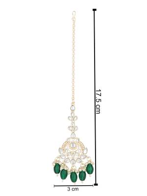 traditional kundan & pearl head piece designer jewelry hair accessory maang tikka for women  4