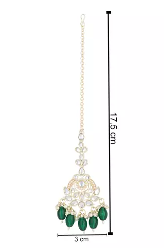 traditional kundan & pearl head piece designer jewelry hair accessory maang tikka for women 