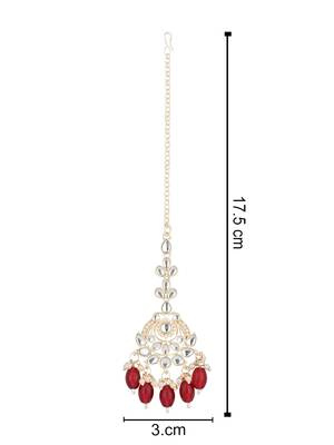 traditional kundan & pearl head piece designer jewelry hair accessory maang tikka for women  4