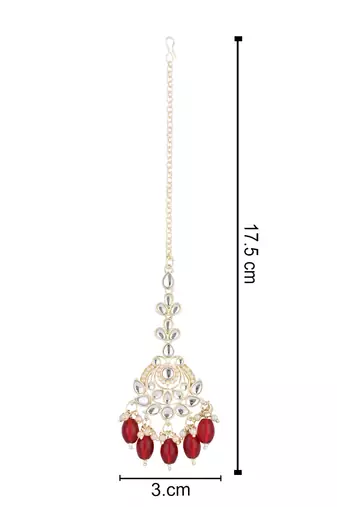 traditional kundan & pearl head piece designer jewelry hair accessory maang tikka for women 