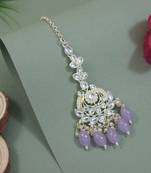 traditional kundan & pearl head piece designer jewelry hair accessory maang tikka for women 