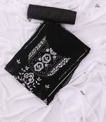 Black and white embroidered floral  georgette unstitched dress material