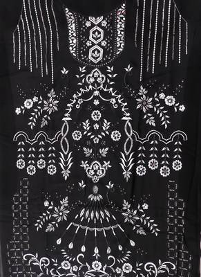 Black and white embroidered floral  georgette unstitched dress material 2