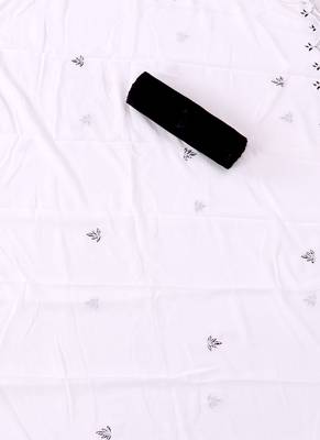 Black and white embroidered floral  georgette unstitched dress material 3
