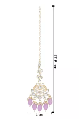 traditional kundan & pearl head piece designer jewelry hair accessory maang tikka for women 