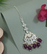 traditional kundan & pearl head piece designer jewelry hair accessory maang tikka for women 