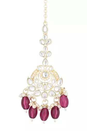 traditional kundan & pearl head piece designer jewelry hair accessory maang tikka for women 