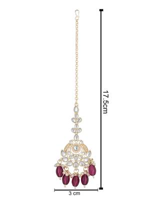 traditional kundan & pearl head piece designer jewelry hair accessory maang tikka for women  4