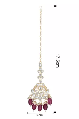 traditional kundan & pearl head piece designer jewelry hair accessory maang tikka for women 