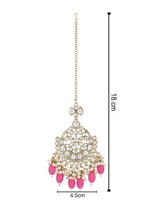 traditional kundan & pearl head piece designer jewelry hair accessory maang tikka for women  4