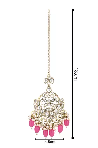 traditional kundan & pearl head piece designer jewelry hair accessory maang tikka for women 
