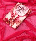 Pink printed abstract foil viscose rayon unstitched dress material