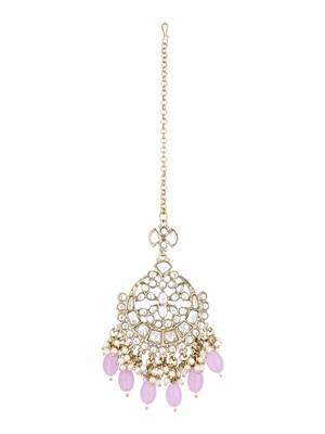 I jewels traditional kundan & pearl head piece designer jewelry hair accessory maang tikka for women  1