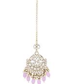 I jewels traditional kundan & pearl head piece designer jewelry hair accessory maang tikka for women 