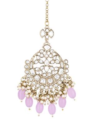 I jewels traditional kundan & pearl head piece designer jewelry hair accessory maang tikka for women  2
