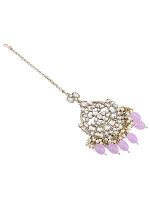 I jewels traditional kundan & pearl head piece designer jewelry hair accessory maang tikka for women  3