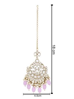 I jewels traditional kundan & pearl head piece designer jewelry hair accessory maang tikka for women  4