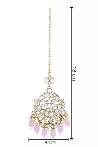 I jewels traditional kundan & pearl head piece designer jewelry hair accessory maang tikka for women 