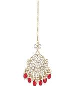 traditional kundan & pearl head piece designer jewelry hair accessory maang tikka for women 