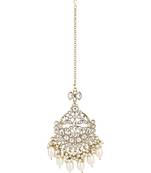 traditional kundan & pearl head piece designer jewelry hair accessory maang tikka for women 