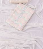 Multi embellished checked  georgette unstitched dress material