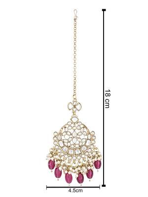 traditional kundan & pearl head piece designer jewelry hair accessory maang tikka for women  4