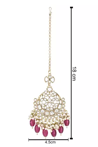traditional kundan & pearl head piece designer jewelry hair accessory maang tikka for women 