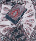 Blue and white printed floral block print cotton unstitched dress material