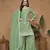 Green embroidered chinon silk semi stitched palazzo suit