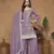 Lavender embroidered chinon silk semi stitched palazzo suit