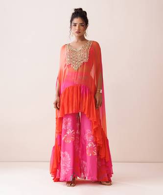 Pink and orange ombre cape set 1