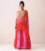 Pink and orange ombre cape set