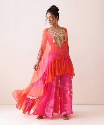 Pink and orange ombre cape set 2