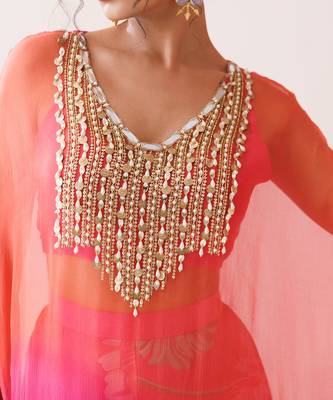 Pink and orange ombre cape set 3