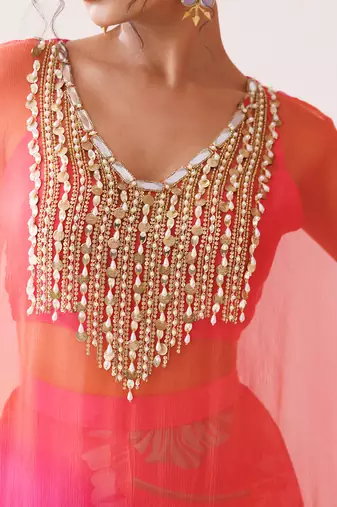 Pink and orange ombre cape set