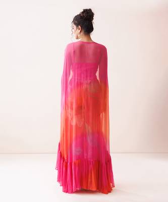 Pink and orange ombre cape set 4