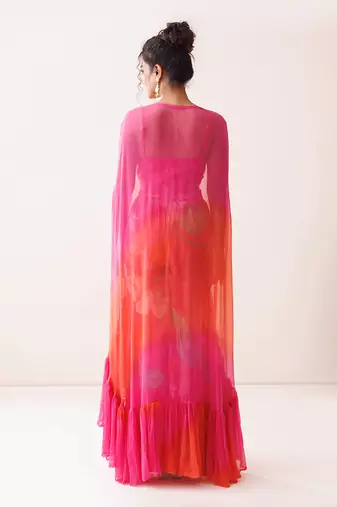 Pink and orange ombre cape set