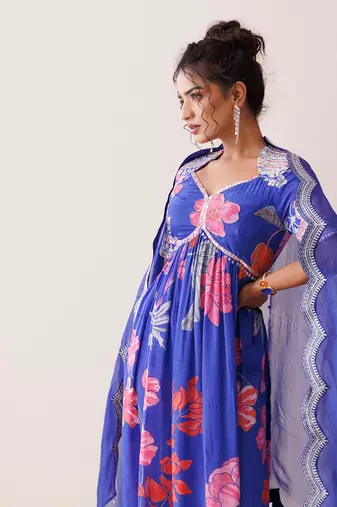 Blue dori work kurta set