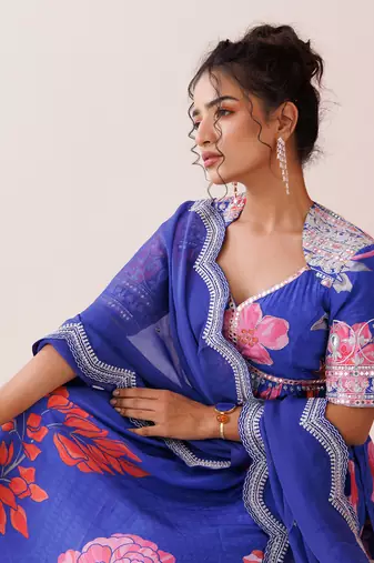 Blue dori work kurta set