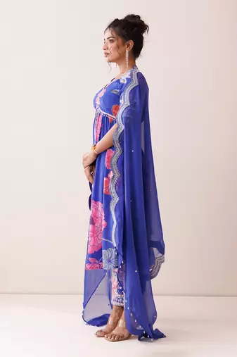 Blue dori work kurta set
