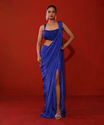 Saphire crepe slit saree 1