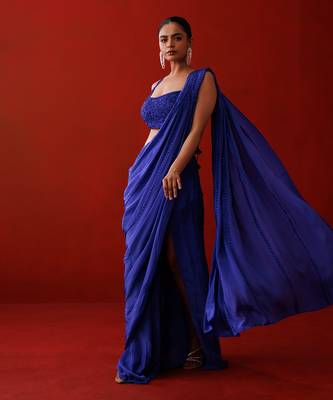 Saphire crepe slit saree 2