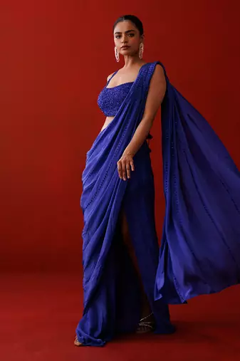 Saphire crepe slit saree