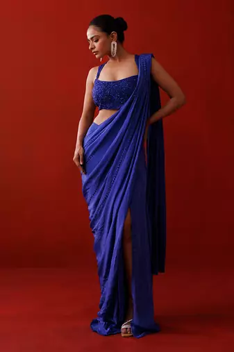Saphire crepe slit saree